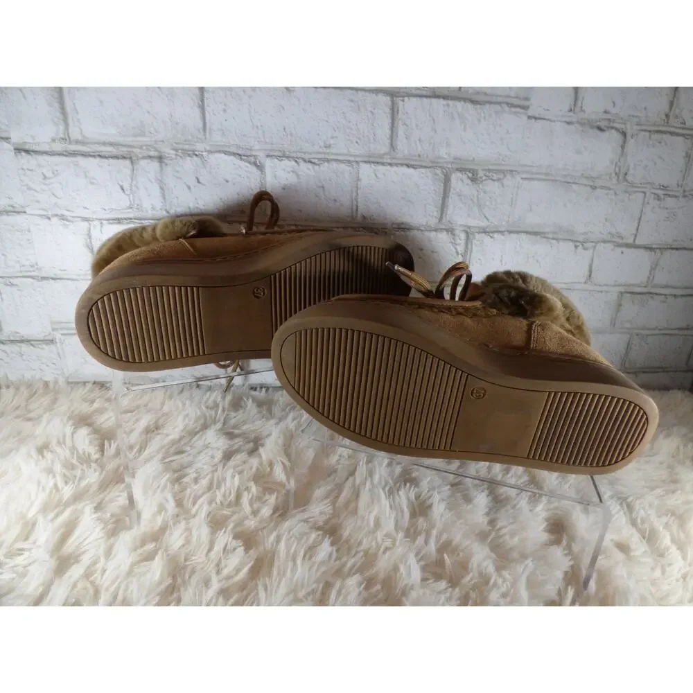 Movie's Brand Tron Camel Leather & Shearling Lace Up Winter Boots 6.5
